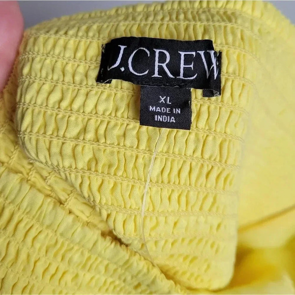 J. Crew, New, Yellow Cross Back Smocked Waist Peplum Eyelet Top, Size XL - Picture 12 of 15
